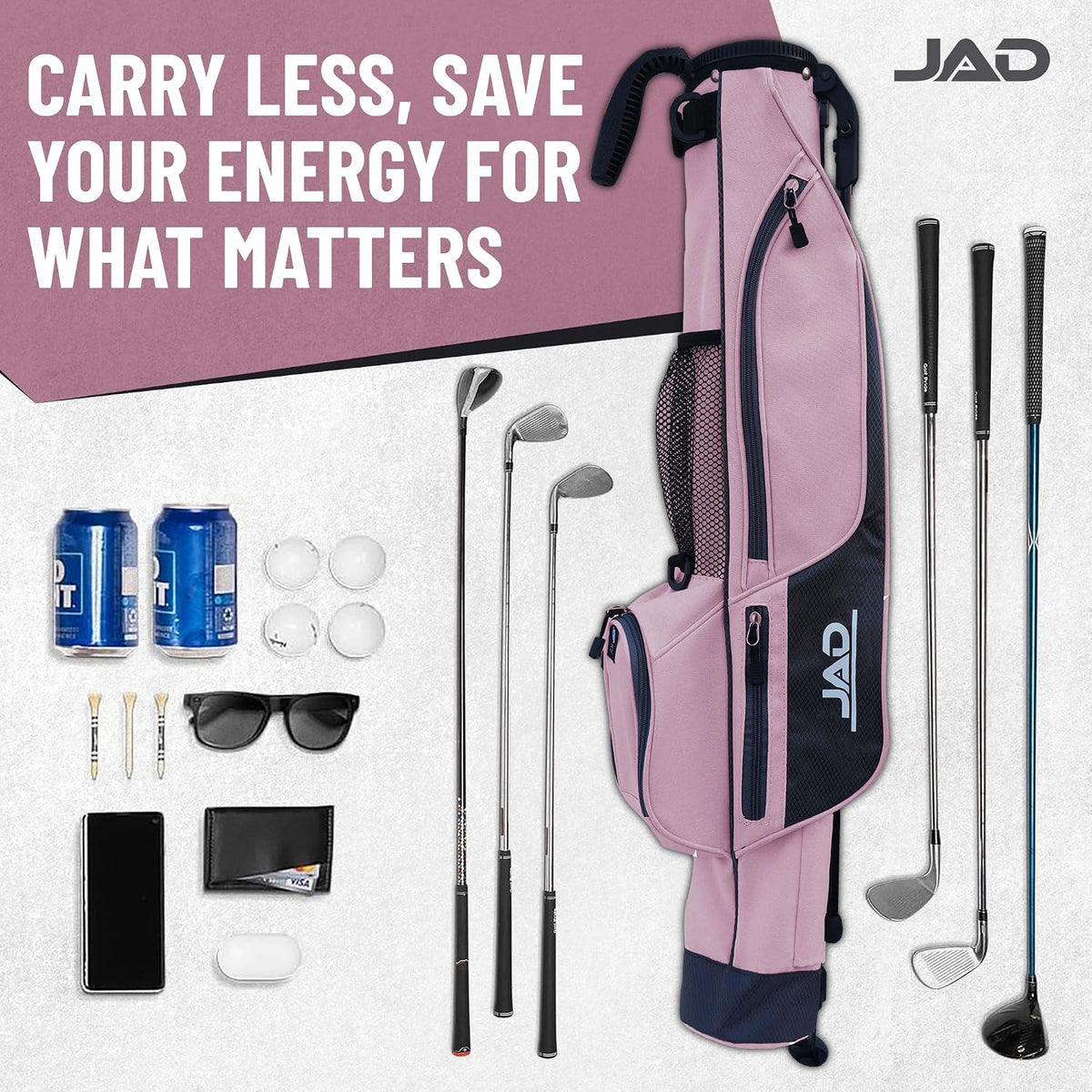 Sunday Golf Bag - Premium Everyday Sunday Golf Bag with Stand for Men, Women and Ladies, Ultra Lightweight, Easy to Carry Pitch n Putt Carry Bag