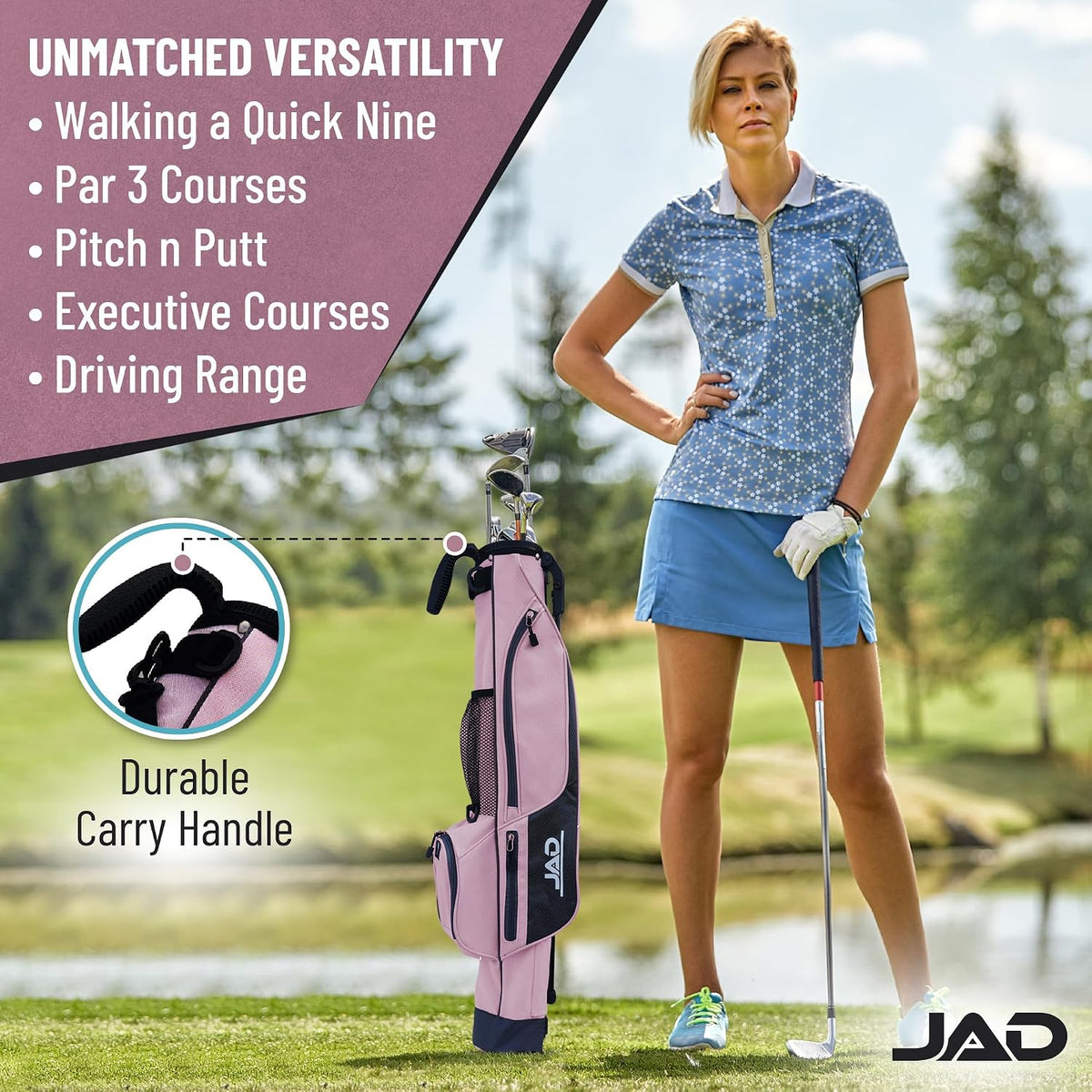 Sunday Golf Bag - Premium Everyday Sunday Golf Bag with Stand for Men, Women and Ladies, Ultra Lightweight, Easy to Carry Pitch n Putt Carry Bag