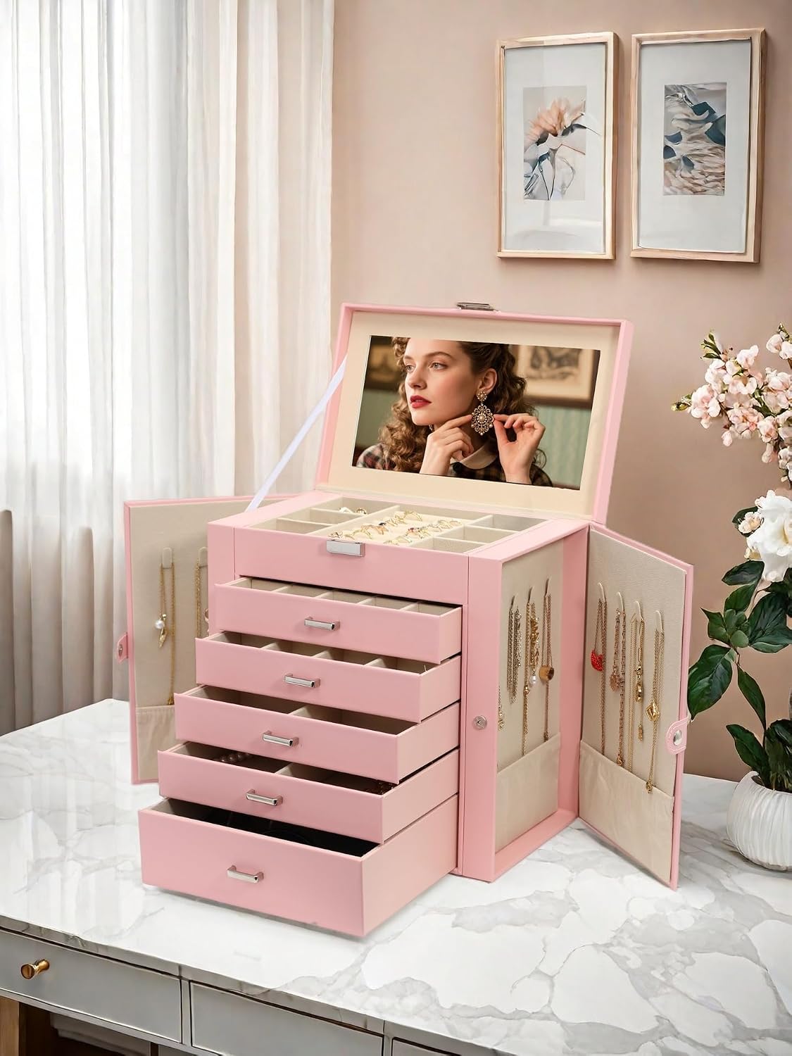 Large Jewelry Box for Women 6 Layer