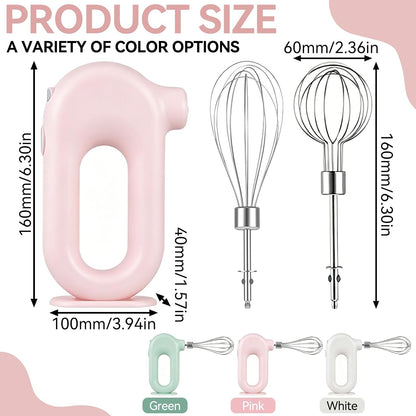Cordless Hand Mixer, Handheld Mixer Electric Hand Mixer 4 Speed Electric Handheld Mini Egg Beater USB Charing 1500mah(Pink)