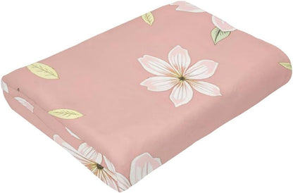 Soft Plush Fleece Throw Blanket Pink Floral Print Printed Polyester Couch Cover Blanket for Sofa Bedroom Camping Travel Indoor Home Decoration 80"X60"