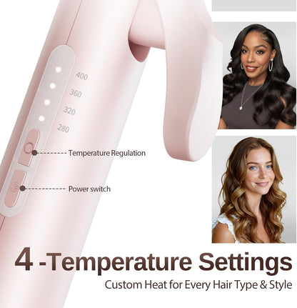 1.5 Inch Extra Large Curling Wand for Long Hair - Ceramic Tourmaline Barrel with 40000000 Negative Ions, Defined Curls and Easy to Use with Temperature Control for All Hair Types