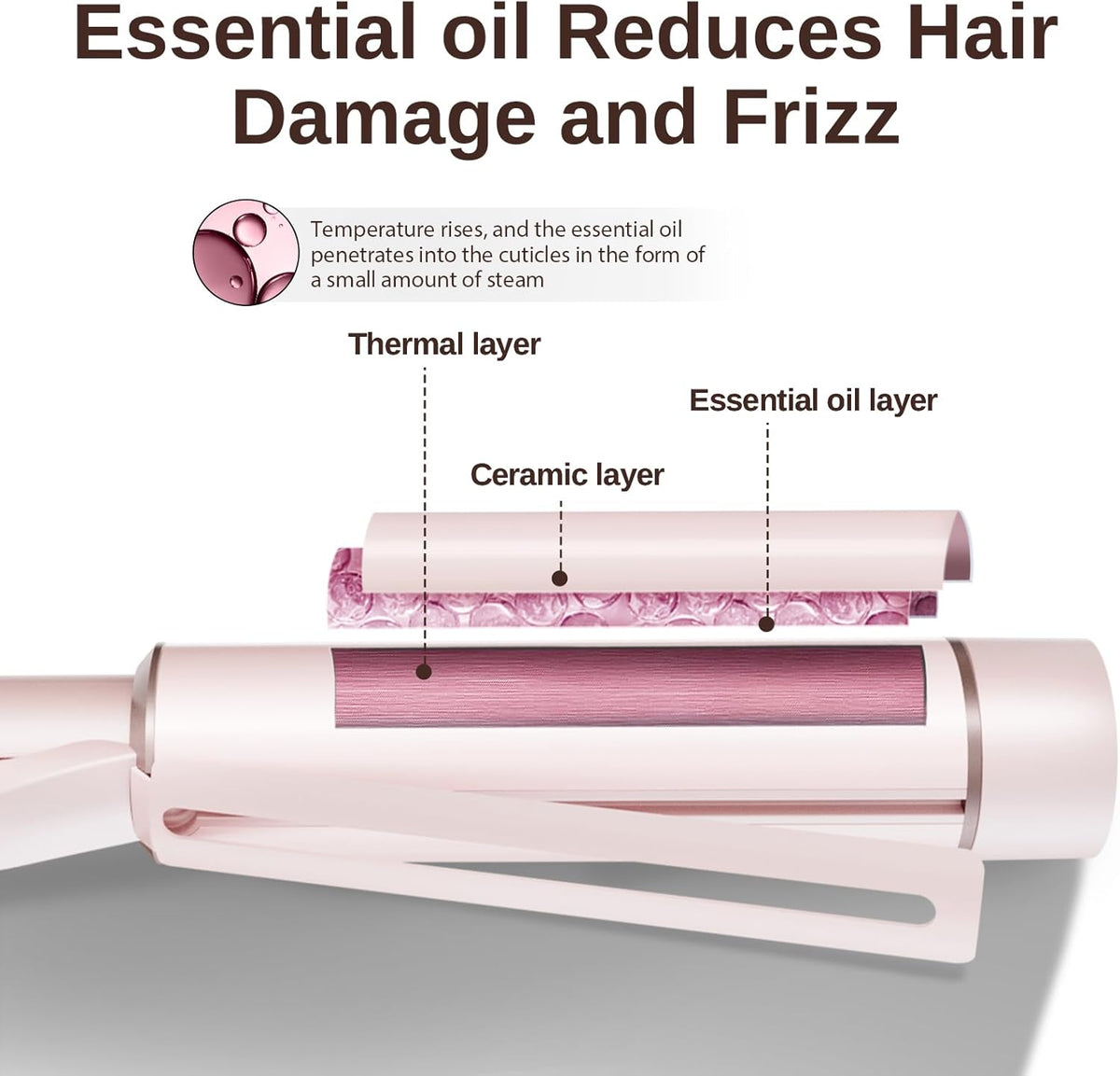 1.5 Inch Extra Large Curling Wand for Long Hair - Ceramic Tourmaline Barrel with 40000000 Negative Ions, Defined Curls and Easy to Use with Temperature Control for All Hair Types