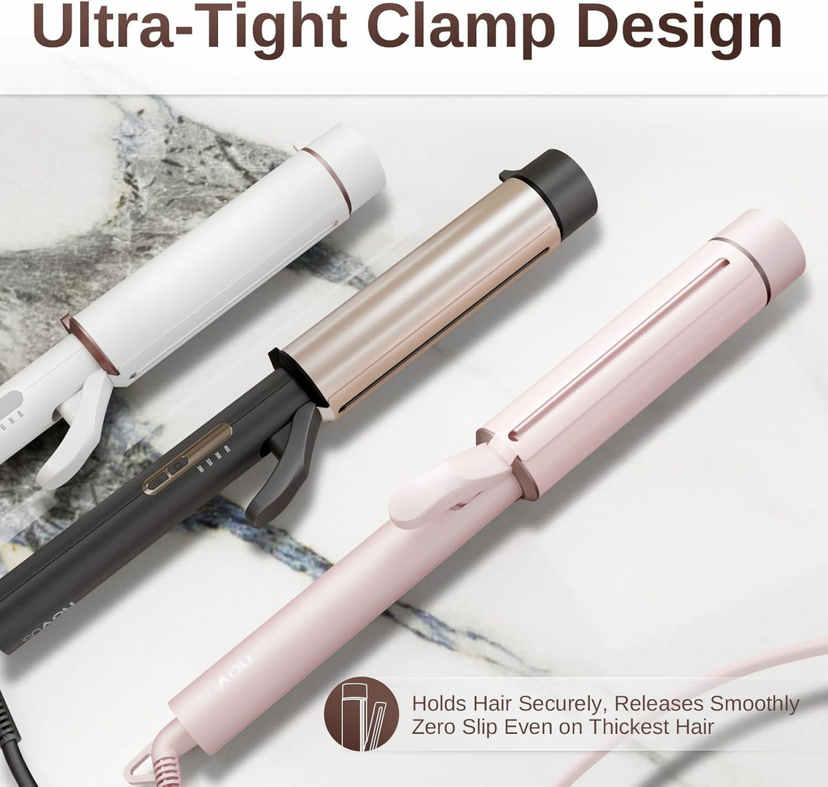 1.5 Inch Extra Large Curling Wand for Long Hair - Ceramic Tourmaline Barrel with 40000000 Negative Ions, Defined Curls and Easy to Use with Temperature Control for All Hair Types