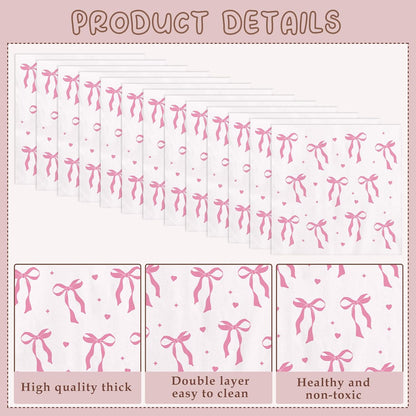Pink Paper Napkins - 100 Pcs Disposable Napkins for Weddings Party Decorations, Cute Bow Dinner Napkin for Bride Engagement Baby Shower Party Decor