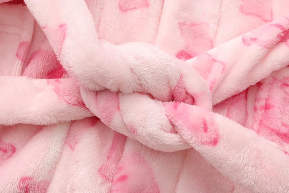 Girls Fleece Hooded Robes Kids Warm Bath Robe for Girls Soft Fuzzy Bathrobe