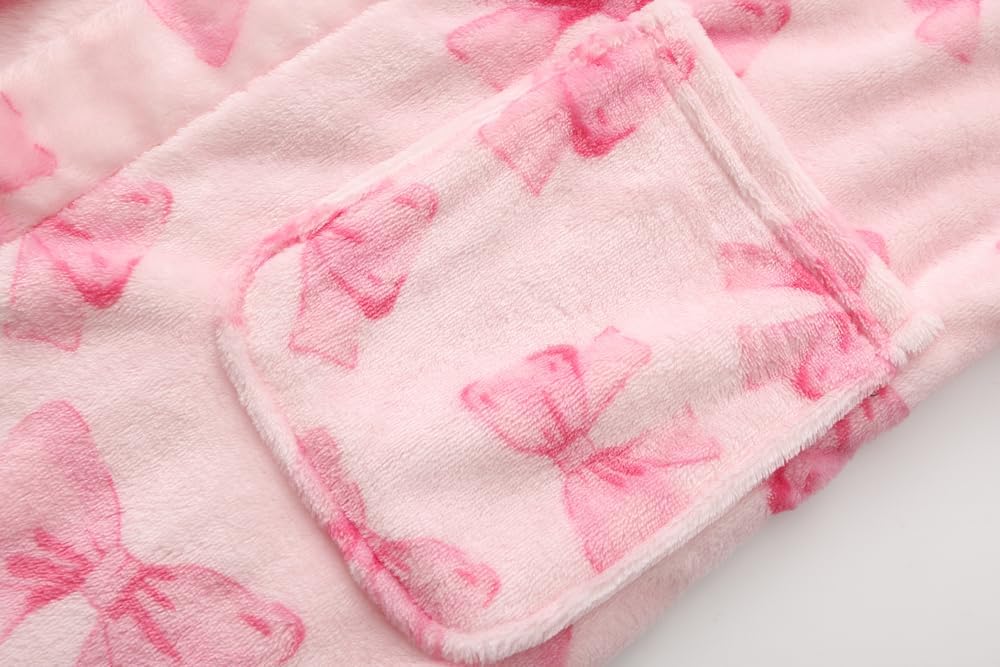 Girls Fleece Hooded Robes Kids Warm Bath Robe for Girls Soft Fuzzy Bathrobe