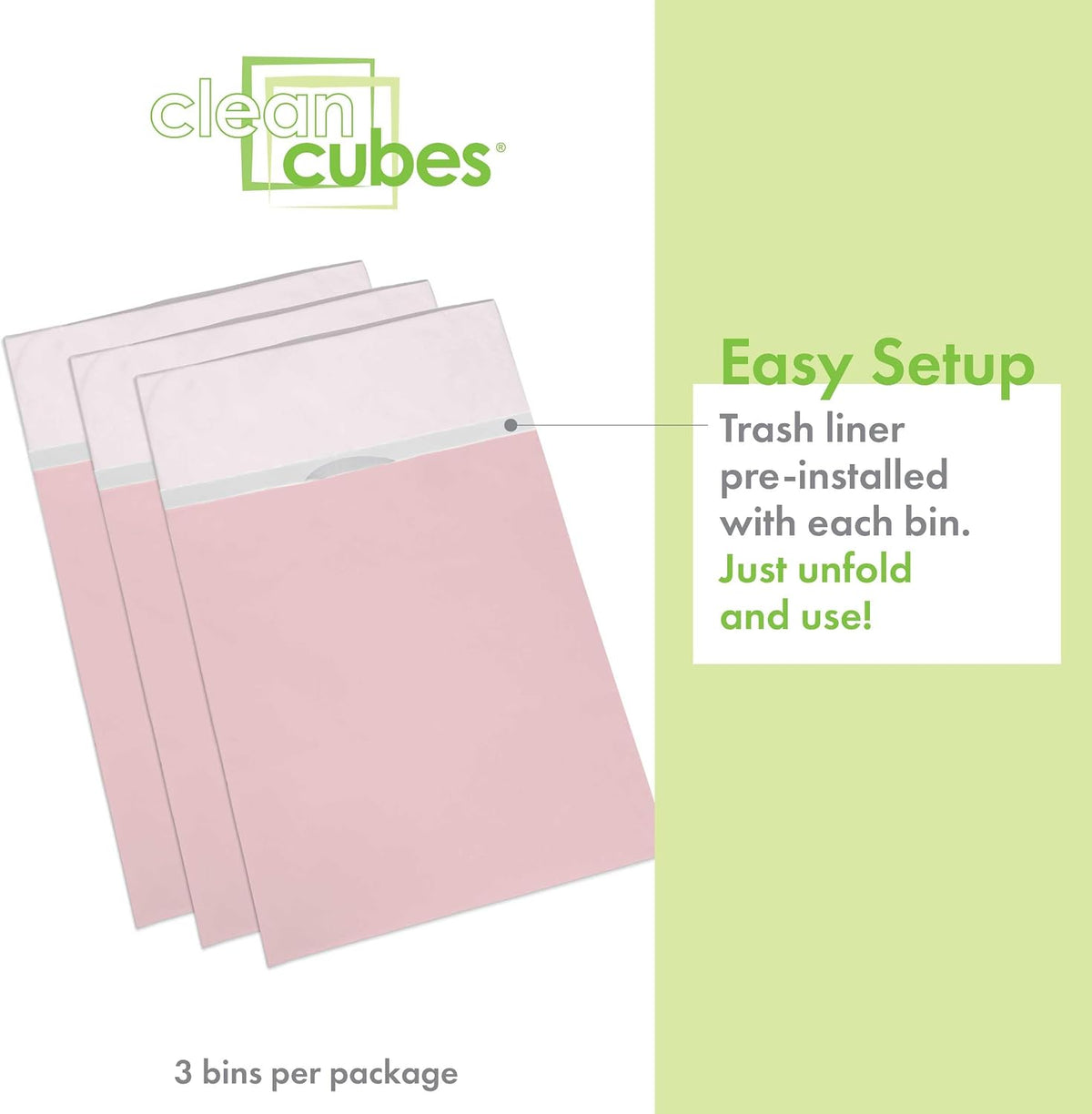 30 Gallon Disposable Pop-Up Trash Cans, 3-Pack (Pink)