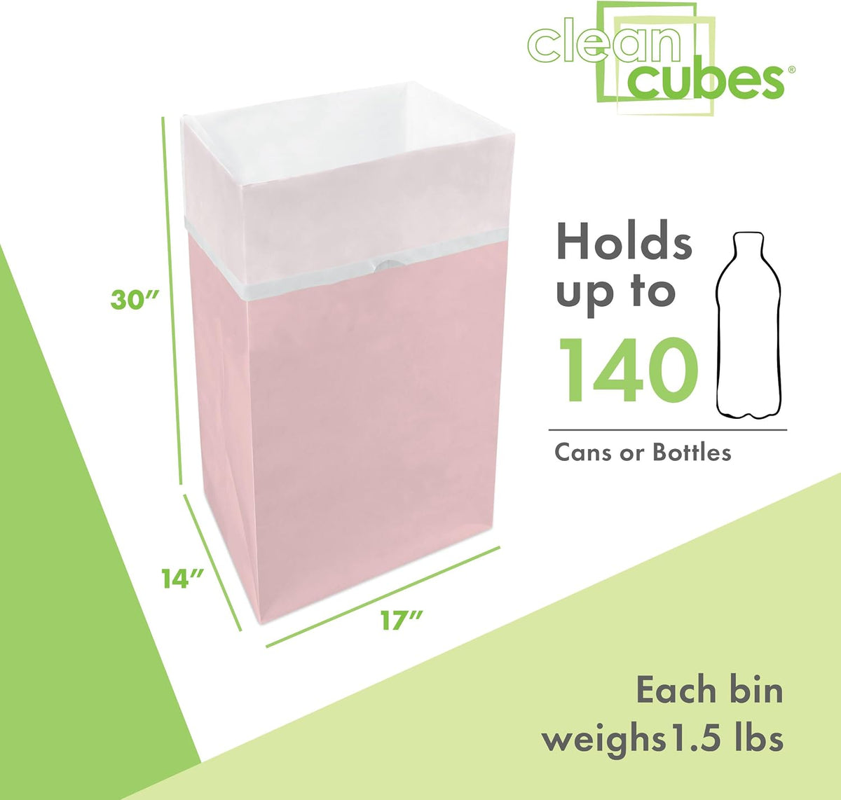 30 Gallon Disposable Pop-Up Trash Cans, 3-Pack (Pink)