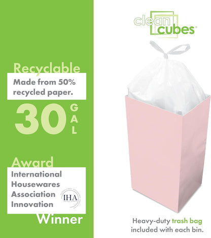 30 Gallon Disposable Pop-Up Trash Cans, 3-Pack (Pink)
