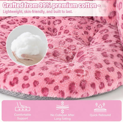 Comfy Office Chair Cushion: 17.5" L x 17.5" W x 18" H Cute Seat Cushion Kawaii Cushion for Gaming Chair with Backrest Non-Slip Floor Seating for Adults and Pets Pink Stuff for Room Decor