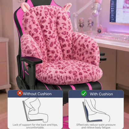Comfy Office Chair Cushion: 17.5" L x 17.5" W x 18" H Cute Seat Cushion Kawaii Cushion for Gaming Chair with Backrest Non-Slip Floor Seating for Adults and Pets Pink Stuff for Room Decor