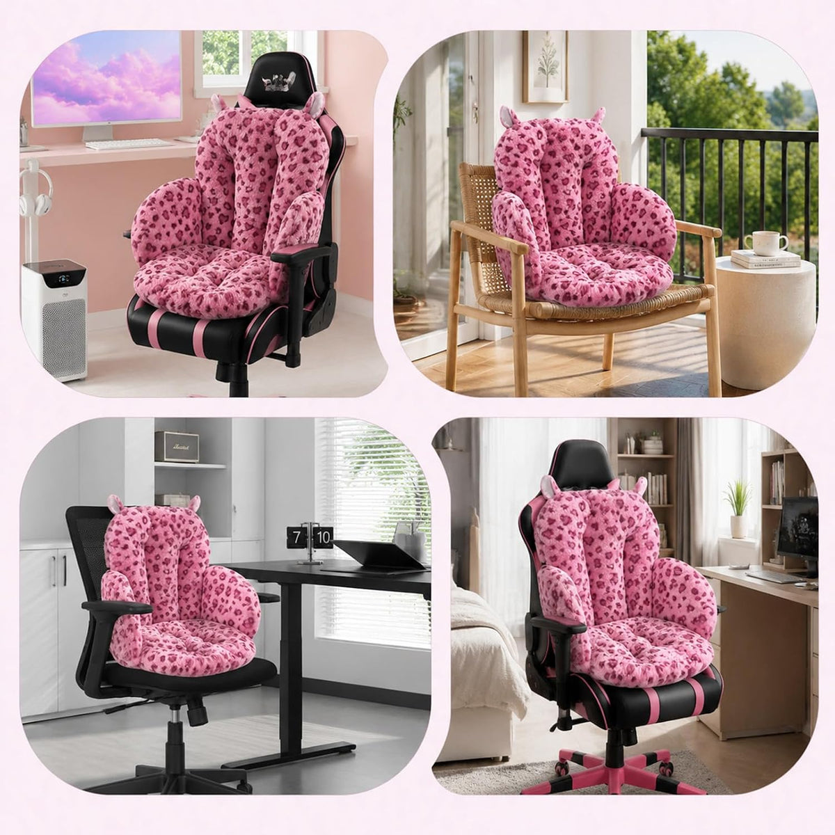Comfy Office Chair Cushion: 17.5" L x 17.5" W x 18" H Cute Seat Cushion Kawaii Cushion for Gaming Chair with Backrest Non-Slip Floor Seating for Adults and Pets Pink Stuff for Room Decor