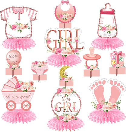 Floral It's a Girl Baby Shower Decorations Honeycomb Centerpieces for Girls