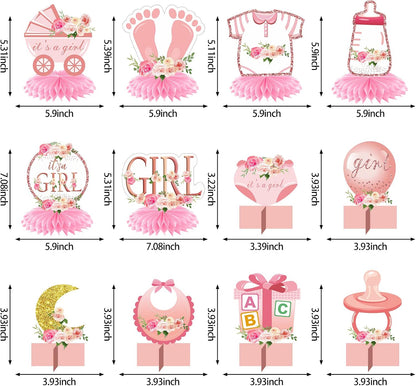 Floral It's a Girl Baby Shower Decorations Honeycomb Centerpieces for Girls