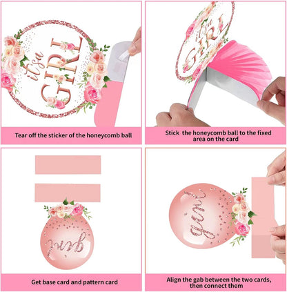 Floral It's a Girl Baby Shower Decorations Honeycomb Centerpieces for Girls