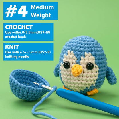 Crochet Yarn for Beginners, Cotton Yarn for Crocheting & Knitting, 3 Pack×1.8 oz Amigurumi Yarn with Easy-to-See Stitches-Thick and Soft, Worsted Medium # 4, Cotton-Nylon Blend