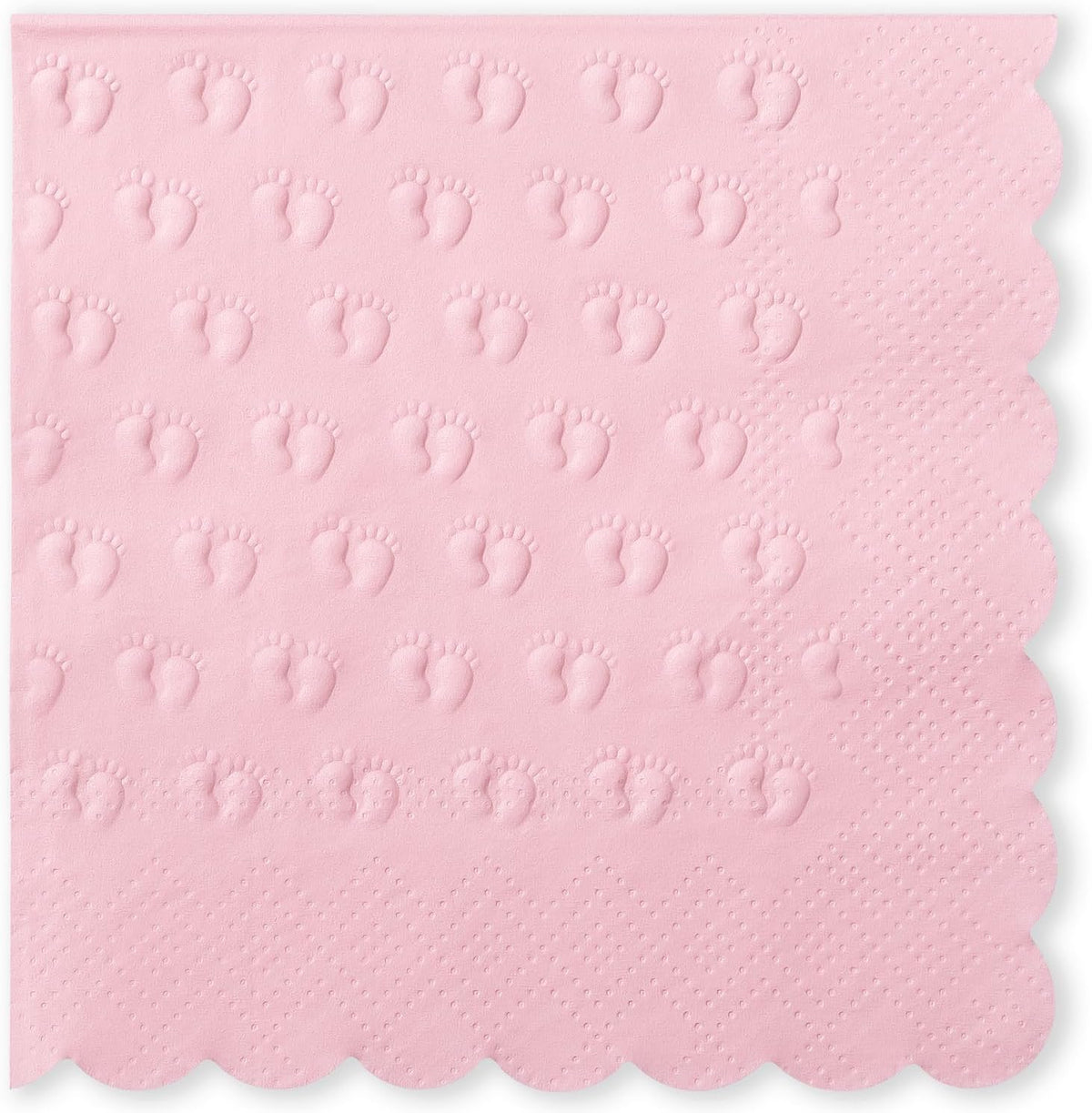 3-Ply Baby Shower Napkins for Girl, 50 Pack Embossed Footprints Pink Napkins for Girl Baby Shower Decorations, Disposable Paper Cocktail Napkin, and Not Easily Torn