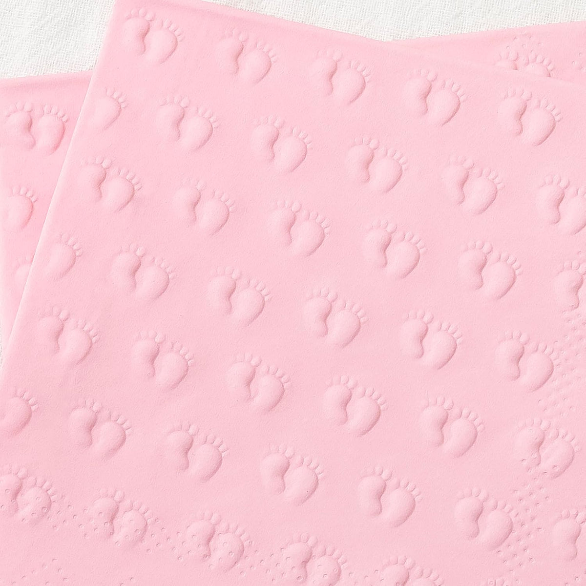 3-Ply Baby Shower Napkins for Girl, 50 Pack Embossed Footprints Pink Napkins for Girl Baby Shower Decorations, Disposable Paper Cocktail Napkin, and Not Easily Torn