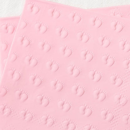 3-Ply Baby Shower Napkins for Girl, 50 Pack Embossed Footprints Pink Napkins for Girl Baby Shower Decorations, Disposable Paper Cocktail Napkin, and Not Easily Torn