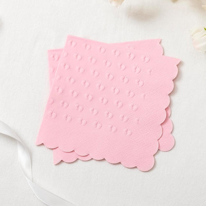 3-Ply Baby Shower Napkins for Girl, 50 Pack Embossed Footprints Pink Napkins for Girl Baby Shower Decorations, Disposable Paper Cocktail Napkin, and Not Easily Torn