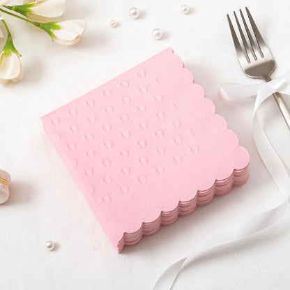 3-Ply Baby Shower Napkins for Girl, 50 Pack Embossed Footprints Pink Napkins for Girl Baby Shower Decorations, Disposable Paper Cocktail Napkin, and Not Easily Torn