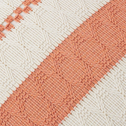 Set of 2 Boho Coral Decorative Throw Pillow Cover 18x18 Inch for Couch Bed Sofa, Aesthetic Modern Organic Farmhouse Home Decor, Soft Cotton Cute Accent Macrame Woven Cushion Case