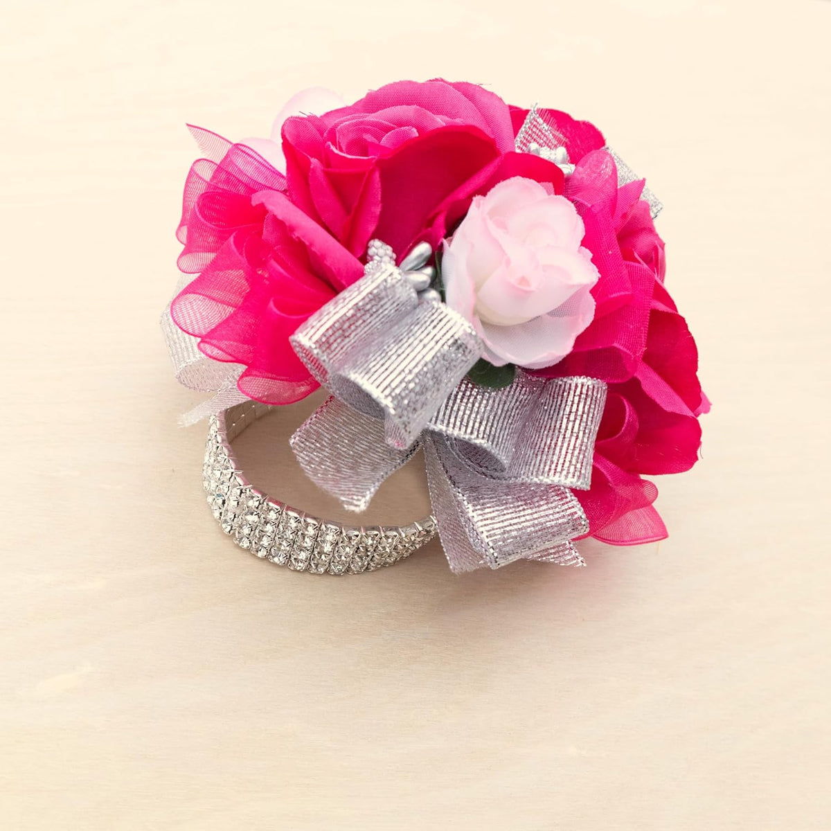 Hot Pink Rose Corsage Boutonniere Set Real Touch Flowers for Men and Women, Bride Bridesmaid Groom Fuchsia Wedding Flowers Accessories Prom Party Dinner Dance Anniversary (Fuchsia)