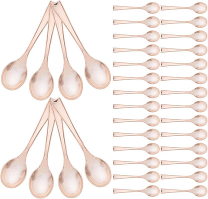 50pcs Rose Gold Mini Spoons 3.93 in Disposable Dessert Spoons for Desserts Appetizers Ice Cream Catering Events Parties Weddings Single Use Cutlery