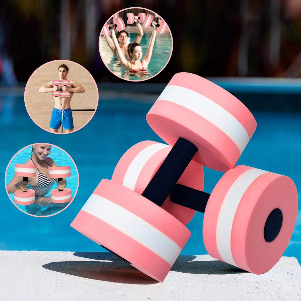 Aquatic Dumbells Set of 2 Water Dumbells Pool Resistance Water Weight Water Aerobics High-Density EVA-Foam Pool Fitness