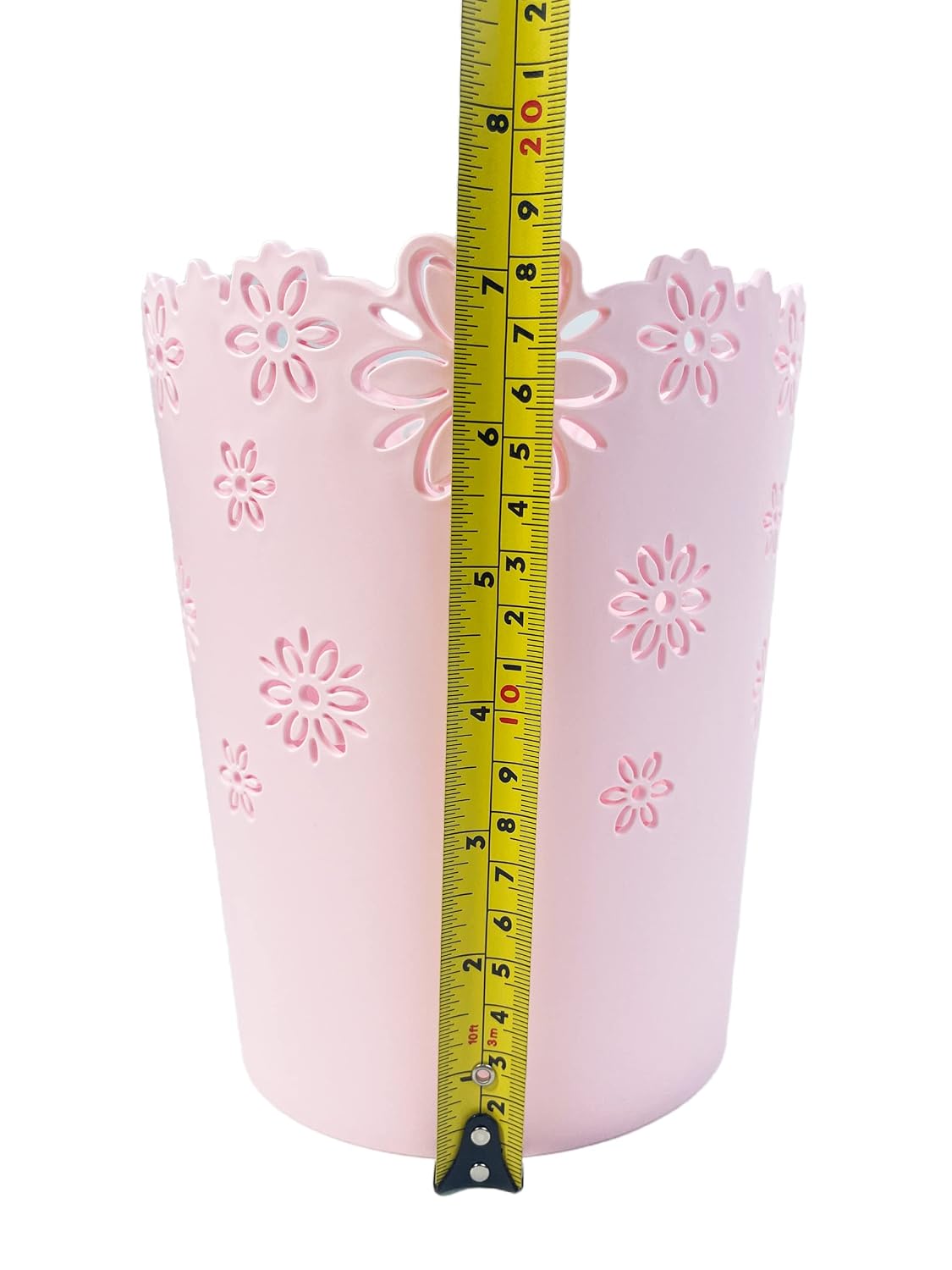 Wastebasket, Hollow Flower Plastic Trash Can (Pink, Mini)