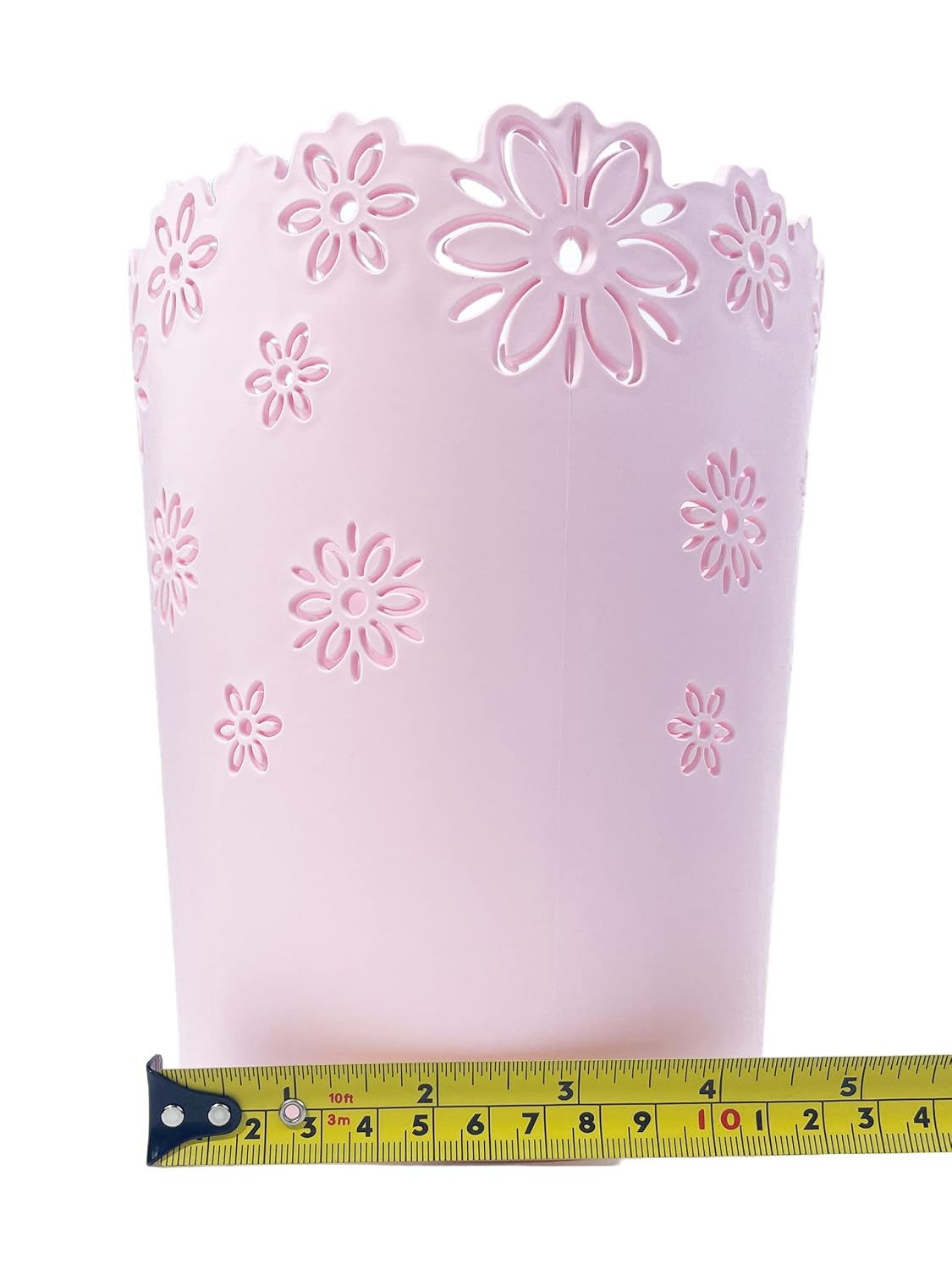 Wastebasket, Hollow Flower Plastic Trash Can (Pink, Mini)
