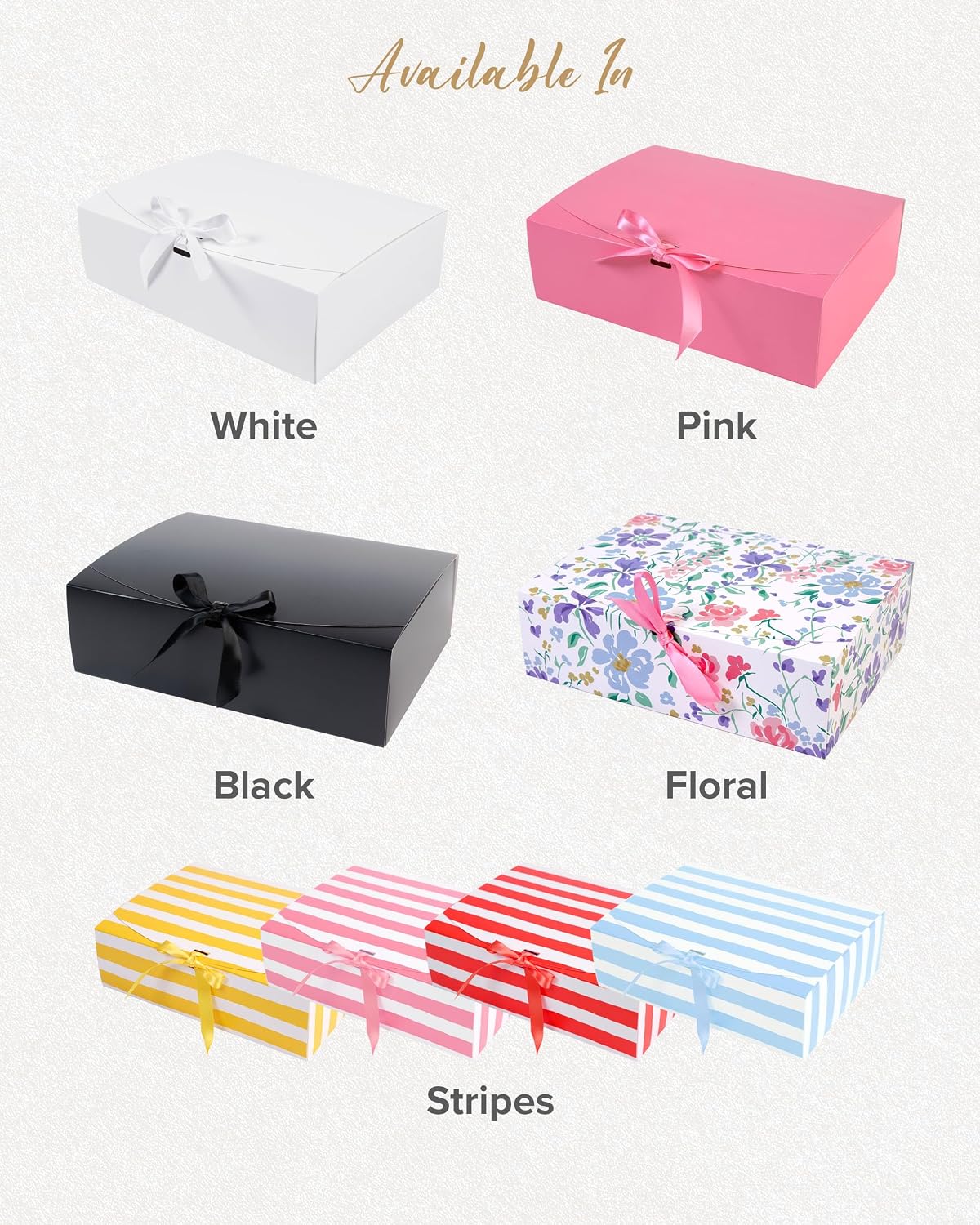 Pink Gift Box Set of 16 - Gift Boxes for Presents & gifting on weddings, birthdays & more - Easy to Assemble Pink Gift Boxes With Lids & Ribbon Closure - Decorative Boxes With Lids