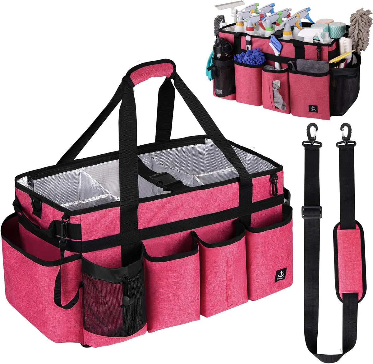Extra large Cleaning Caddy Bag Built-in hard plastic Aluminum foil lining