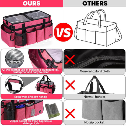 Extra large Cleaning Caddy Bag Built-in hard plastic Aluminum foil lining