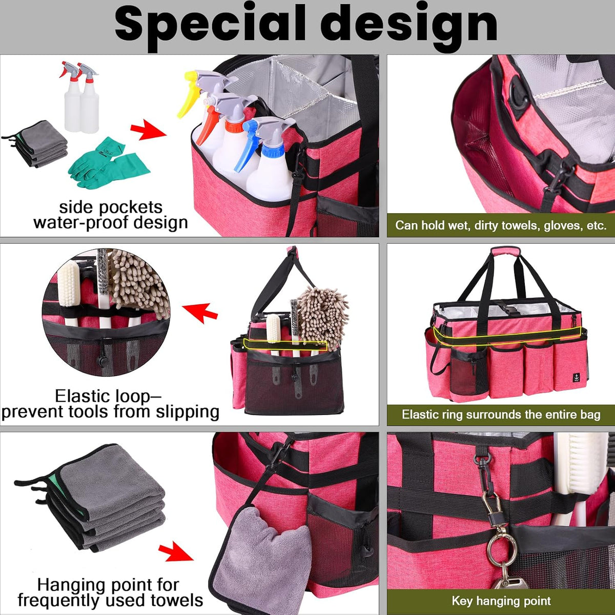 Extra large Cleaning Caddy Bag Built-in hard plastic Aluminum foil lining