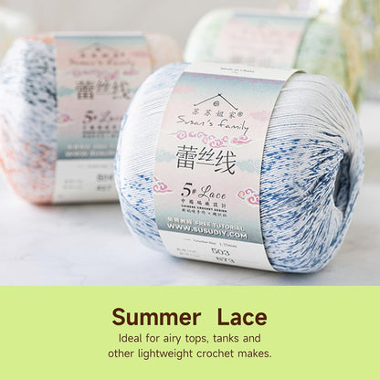 #5 Lace Variegated Combed Yarn 3 x 50g-Peach Blossom