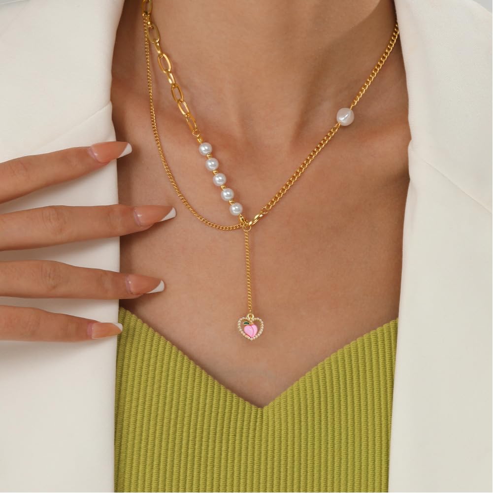Cute Pearl Love Peach Fruit Charm Alloy Enamel Charm 20 Pcs Sweet Style Decoration Charms Accessories Making Earring Necklace Bracelet Keychains Pendant