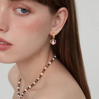 Cute Pearl Love Peach Fruit Charm Alloy Enamel Charm 20 Pcs Sweet Style Decoration Charms Accessories Making Earring Necklace Bracelet Keychains Pendant