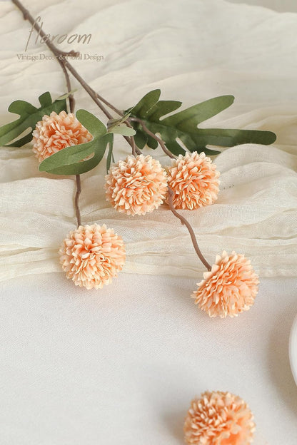 6pcs Apricot Peach Faux Silk Mums Artificial Flowers, Bulk Fake Small Mini Chrysanthemums with Stems for DIY Wedding Centerpieces Floral Arrangements Vase Fillers Home Decorations