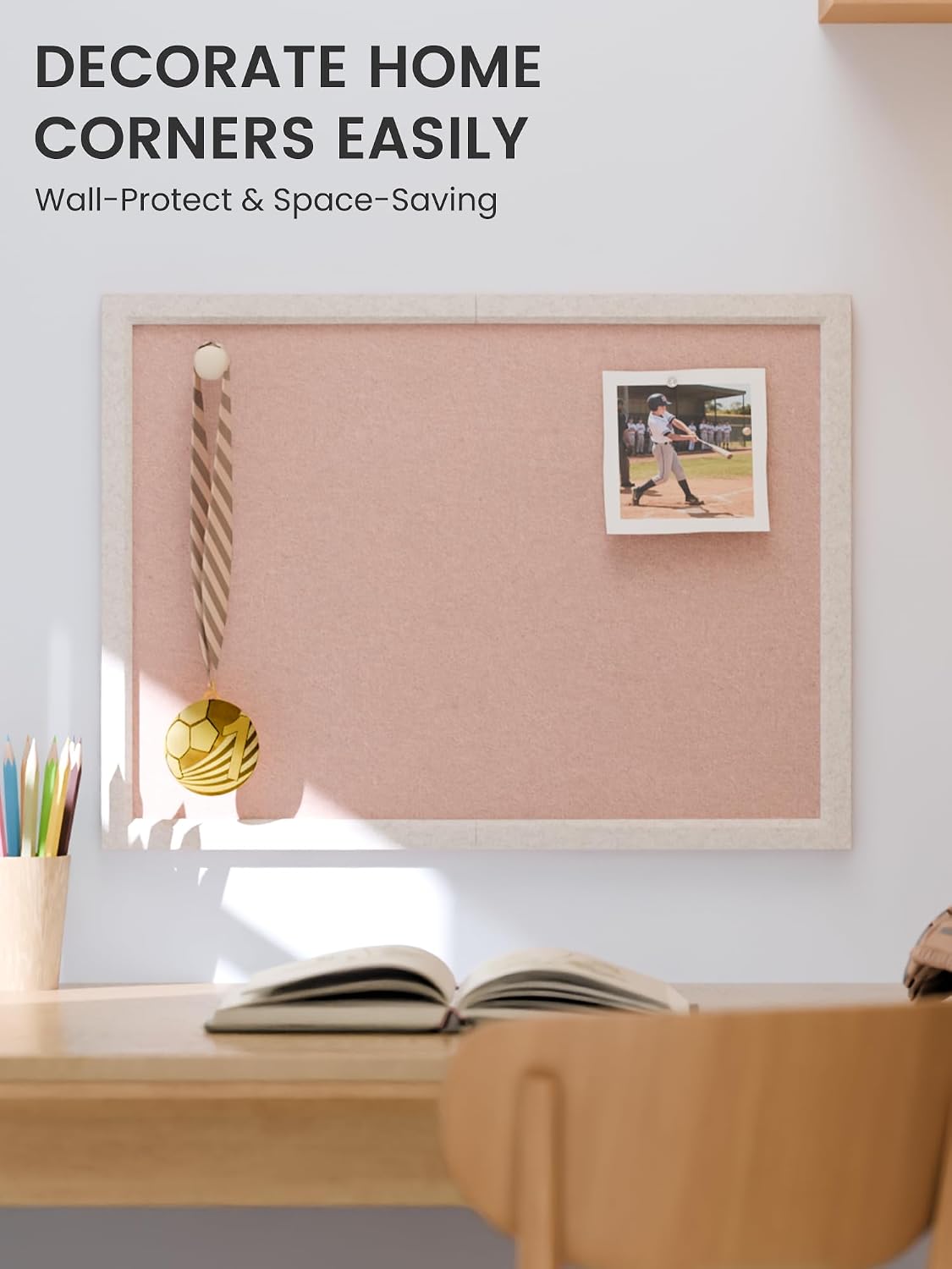 Framed Felt Bulletin Board, 23.6" x 17.1", Pink