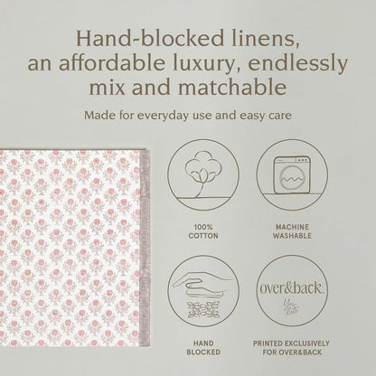Set of 4 Hand-Blocked Placemats - Colorful Dining Table Mat - Each Placemat is Unique - 100% Cotton - Machine Washable - Kitchen and Home Decor - Pink Blossom