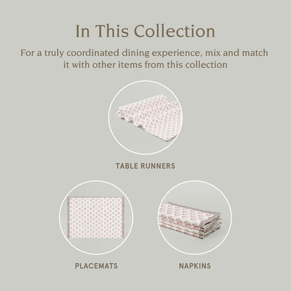 Set of 4 Hand-Blocked Placemats - Colorful Dining Table Mat - Each Placemat is Unique - 100% Cotton - Machine Washable - Kitchen and Home Decor - Pink Blossom