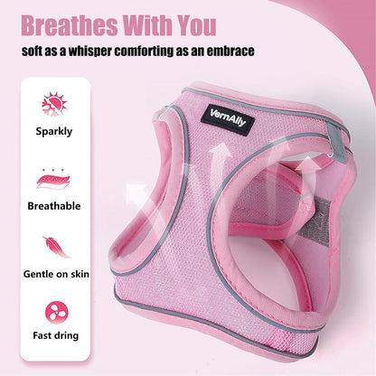 Sparkly Dog Harness and Leash Set No Pull for Small Medium Dogs Cats