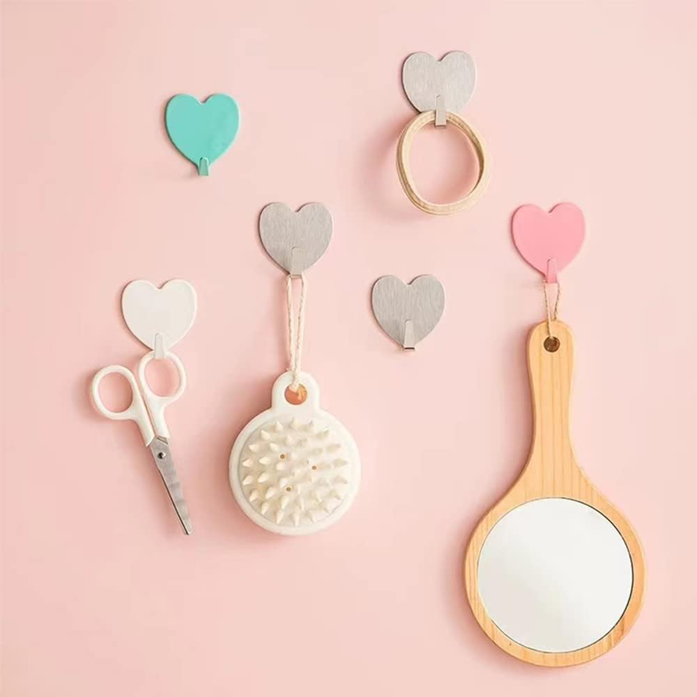 12 Pack Heart Wall Hooks, Kawaii Room Decor Hooks