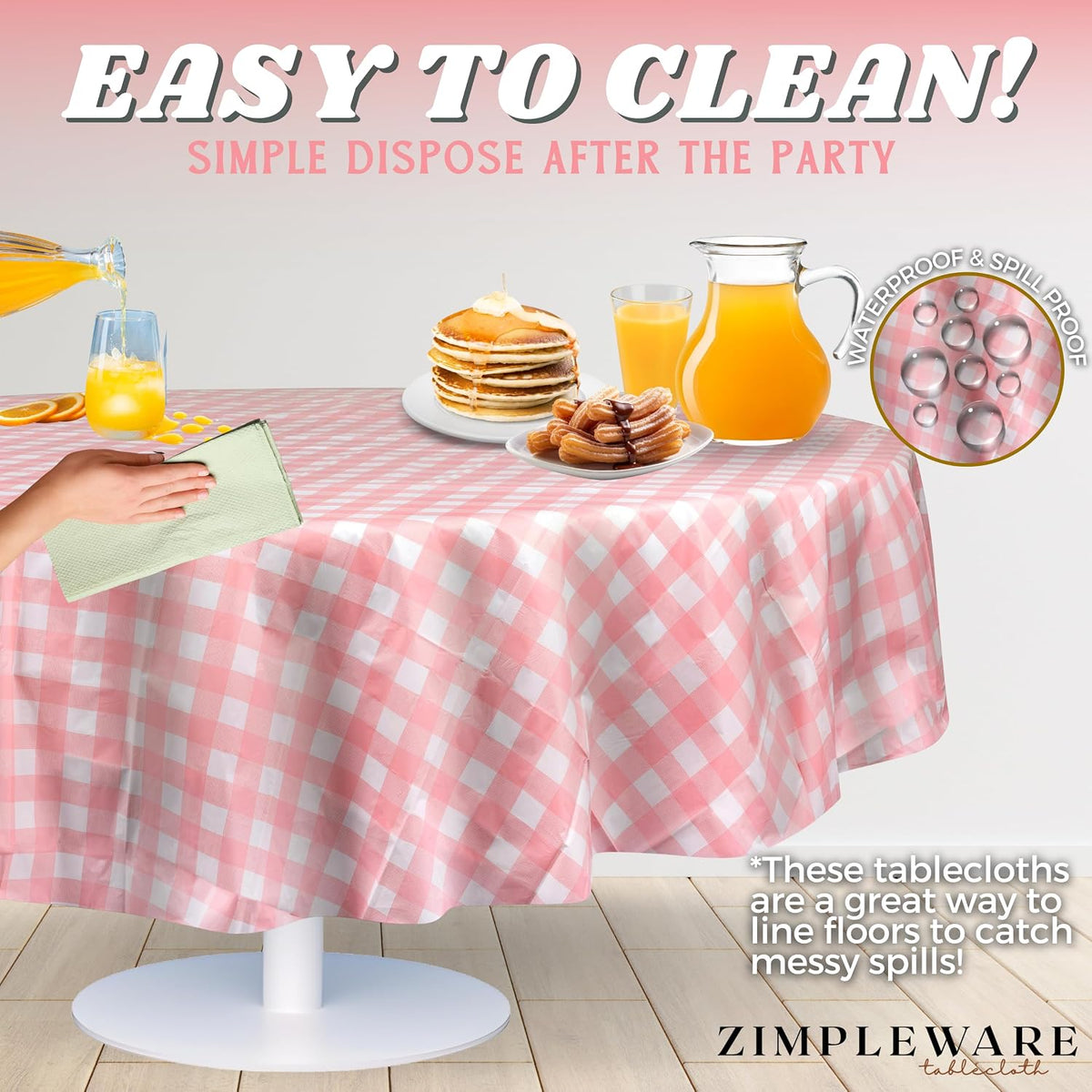 Premium Plastic Table Cloth Disposable Round 84in. 12 Pack