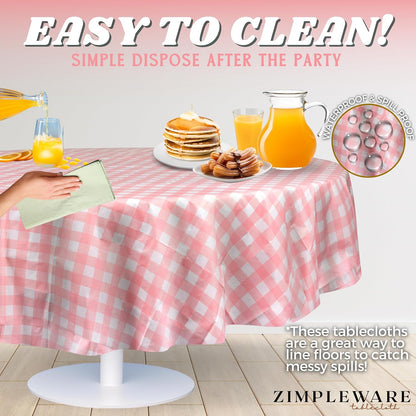 Premium Plastic Table Cloth Disposable Round 84in. 12 Pack