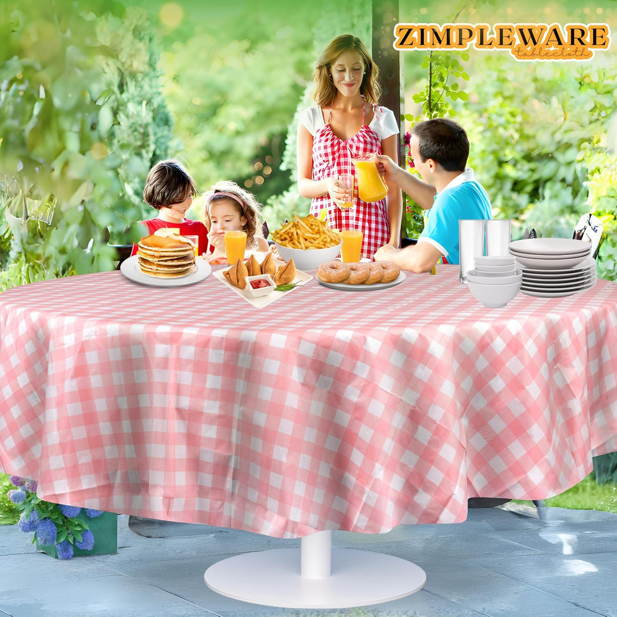 Premium Plastic Table Cloth Disposable Round 84in. 12 Pack