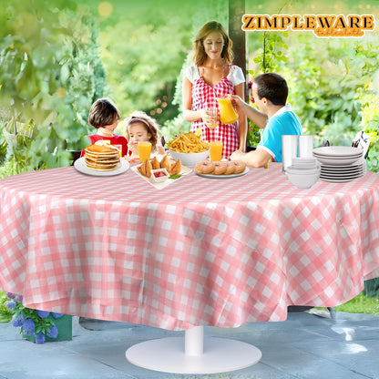 Premium Plastic Table Cloth Disposable Round 84in. 12 Pack