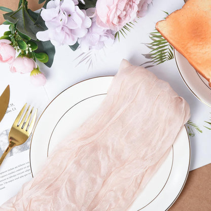 Nydotd 12pcs Cheesecloth Napkins 20 x 20 Inch Boho Dinner Wrinkled Rustic Linen Table Decorative Cloth Napkins for Wedding Party Baby Shower Family Everyday Use (Dusty Pink)